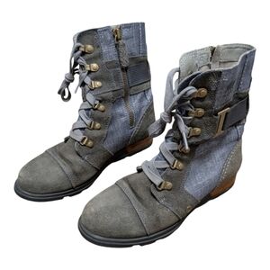 SOREL (Size 6) Major Carly Ankle Boots Suede Lace Up Zipper